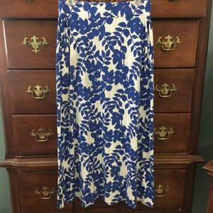 Boden Klein Maxi Jersey Skirt Blue Leaves Sz 12P